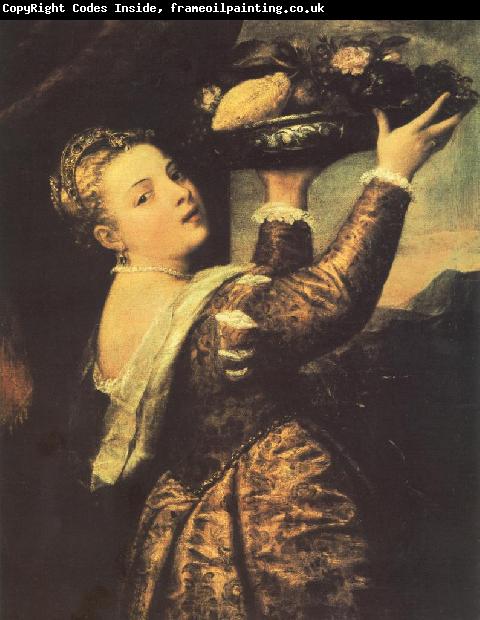 TIZIANO Vecellio Girl with a Basket of Fruits (Lavinia) r